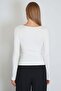 Double Zipper Crew Neck Slim Fit Blouse - 8