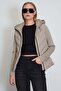 Scuba Fabric Garnished Hooded Inflatable Coat - 2
