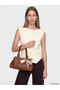 Brown Leather Look Women's Shoulder Bag with Scarf Accessory - 3