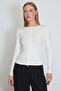 Double Zipper Crew Neck Slim Fit Blouse - 4