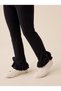 Girl's Ruffled Cuffs, Front Stitched, Steel Knitted Tights, Black - 5