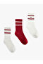 Embroidered Striped 3-Piece Sock Set - 2