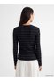 Two Mt Shop Quality Lcw Everyday Black Ribbed Striped Super Skinny & Extra Slim Long Sleeve Women's Top - 4