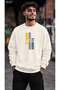 Men's Geometric Patterned and Fantastic Written Crew Neck Casual Regular Fit Sweatshirt