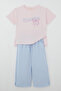 Girl's Trouser Suit, Inspiration Themed, Bow Printed, Slit, 8-14 Years, Pink - 4