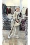 Women's Hijab Horse Patterned Top and Bottom Knitwear Set, Asymmetrical Poncho Cut Wide Leg Combination - 4