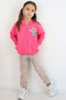 Girl's Tracksuit Set Cute Painter Teddy Bear Printed Grass Stitched Design, 1.5-5 Years Old, Pink