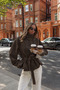 Imported Soft Textured Model Suede Jacket with Standing Collar and Belt Detail - 3