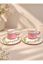 Handmade Ceramic Presentation Bowl with Poppy Flower Pattern, 2-Piece Coffee Cup Set