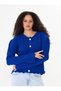 Women's Saks Blue Openwork Button Detailed Knitwear Sweater Cardigan - 2