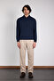 Oversize Zippered Polo Collar Sweatshirt - 3
