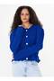 Women's Saks Blue Openwork Button Detailed Knitwear Sweater Cardigan - 6
