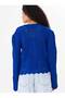 Women's Saks Blue Openwork Button Detailed Knitwear Sweater Cardigan - 8