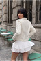 Women's New Season, White, Pocketed, Bow Stone Detailed Lined Jacket Coat - 4
