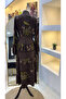 Patterned Cupra Silk Dress 40823 Coffee - 6