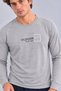 Men's Gray Printed Long Sleeve Navy Blue Trouser Pajama Set - 4