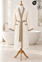 1 Piece Kimono Striped Bathrobe 100% Cotton Certified Contrast Unisex Striped Kimono Bathrobe - Cream