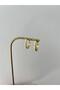 Special Series Zircon Striped Xp Medium Hoop Gold Color Earrings - 5