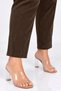 Plus Size Glittery High Waist Pocketed Women's Trousers with Stone Embellishments on the Legs - 5