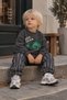 Children's Dinosaur Printed 3 Threaded Top and Bottom Set Striped Pants Unisex - 2