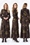 Patterned Cupra Silk Dress 40823 Coffee - 4