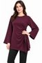 Women's Modal Fabric Side Gathered Asymmetrical Tunic with Tie Detail 0248 - 3