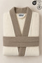 1 Piece Kimono Striped Bathrobe 100% Cotton Certified Contrast Unisex Striped Kimono Bathrobe - Cream - 2