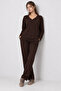 Comfortable Stretchy V-Neck Modal Suit Lrn0076 Brown - 3