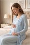 Women's Blue Lace Maternity Nightgown Set with Nursing Features and Dressing Gown - 3