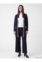 Alita City Lcw Everyday Navy Blue Diving Fabric Plain Midi Women's Cardigan - 2