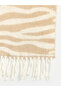 Vizyon New Season Beige Zebra Patterned Women's Scarf - 3