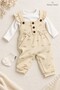 Baby Girl Set with Badili Bow Pattern, Suspender Salopet and Socks, 3-Piece Seasonal Set