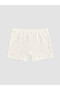 Özmarka New Season Ecru Floral Girls' Boxer Shorts 3-Piece Set - 3