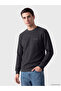 Peak New Season Anthracite Crew Neck Printed Men's Sweatshirt