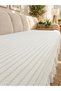 100% Cotton Knitted Sofa Cover 115X230 cm Ruffled Shawl Model Non-Slip Textured Sofa Cover Ecru - 2