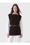 Vizyon New Season Brown Women's Knitwear Sweater with Belted Waist