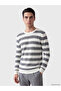Ozmarka New Season White Striped Men's Knitwear Sweater