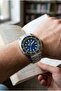 Silver Men's Wristwatch with Navy Blue Dial |   44mm Stainless Steel Case, Steel Band - 3