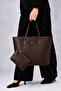 Bitter Brown Large Size Women's Shoulder Bag, Faux Leather, Large Internal Volume, Daily Shopper Bag with Wallet