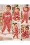 Ss Gi̇yi̇m Boys' Tracksuit Set – Rose-Colored Printed Sweatshirt and Jogger Pants, Casual Sportswear Set - 3