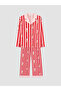 Ozmarka New Season Pink Shirt Collar Patterned Women's Pajama Set - 5