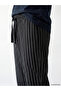 Ozmarka New Season Black Regular Fit Striped Men's Pajama Bottoms - 3