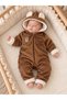 Baby Tile Velvet Plush Hooded Winter Astronaut Jumpsuit with Ears 6-24 Months