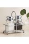 Acrylic Salt Pepper Spice Shaker Set of 2 with Metal Stand and Chrome Lid