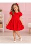 Red Ribbon Detailed Children's Dress - 2