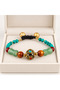 Turquoise Beaded Ethnic Patterned Bracelet with Green Detail – Colorful Stylish Women's Accessory - 3