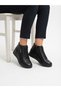 Genuine Leather Black 3 cm Heeled Orthopedic Short Women's Boots - 4
