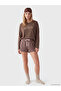 Ozmarka New Season Brown Patterned Women's Shorts Pajama Set - 2