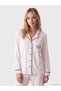 Özmarka New Season Ecru Shirt Collar Striped Women's Pajama Set - 2