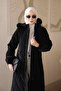 Black Zippered Hooded Quilted Long Nova Coat - 4